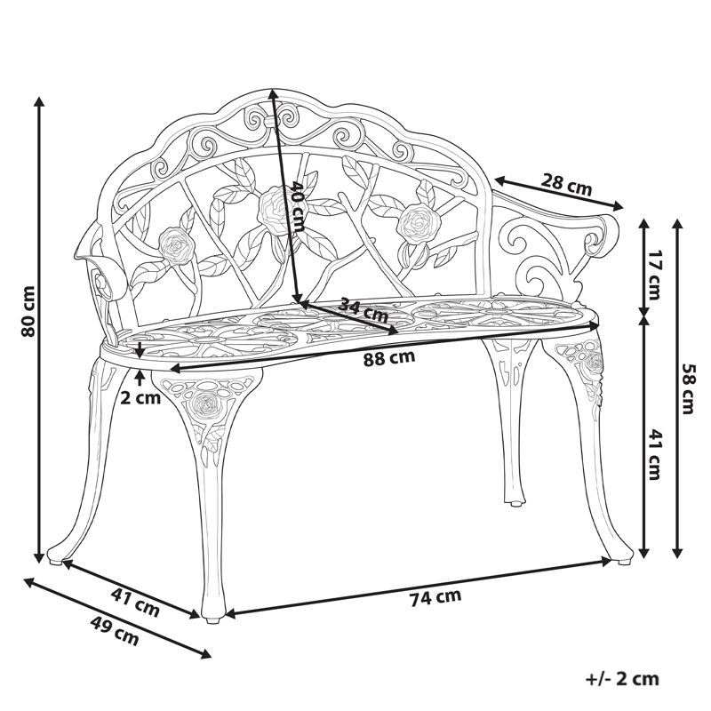 Hagebenk Piura 88 cm Aluminium - Hvit - Hagemøbler - Utesofa - Benker