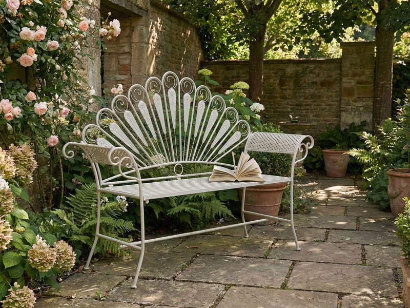 Hagebenk Pavia 146 cm Jern - Hvit - Hagemøbler - Utesofa - Benker