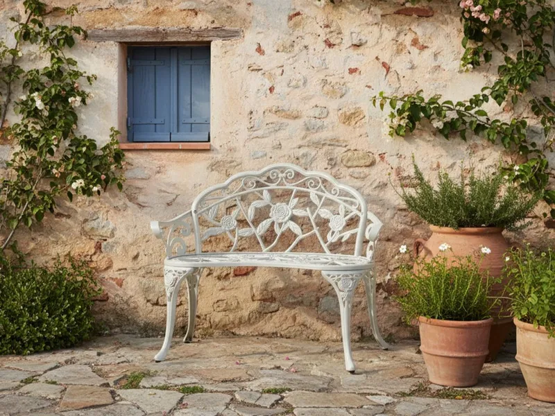 Hagebenk Piura 88 cm Aluminium - Hvit - Hagemøbler - Utesofa - Benker