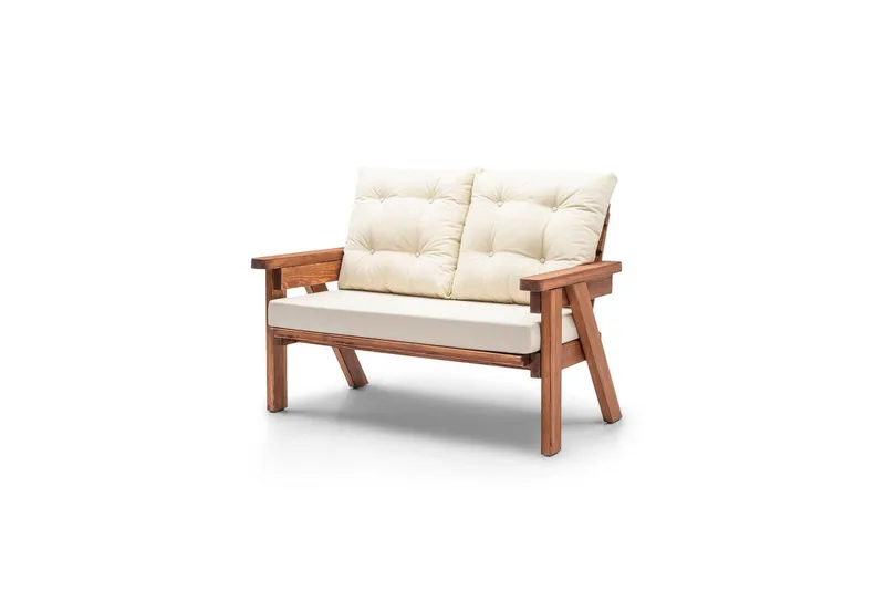 Hagesofa med 2 seter Zaron Krem / Valnøtt - Krem / Valnøtt - Hagemøbler - Utesofa - Hagebenk & hagesofa