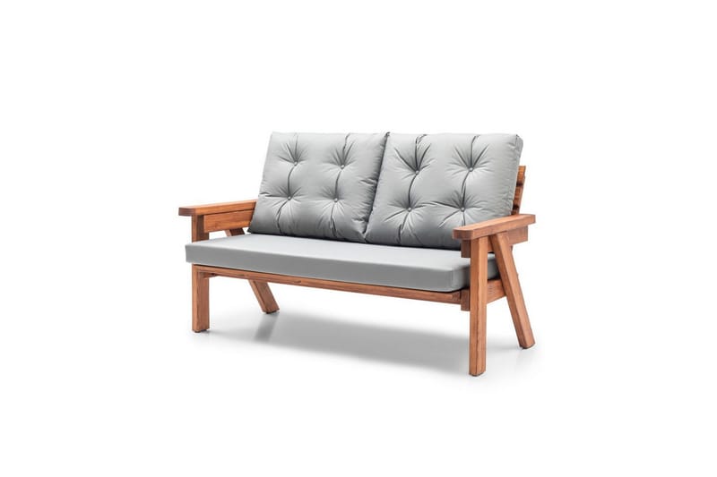 Hagesofa med 3 seter Zaron Grå / Valnøtt, Grå / Valnøtt