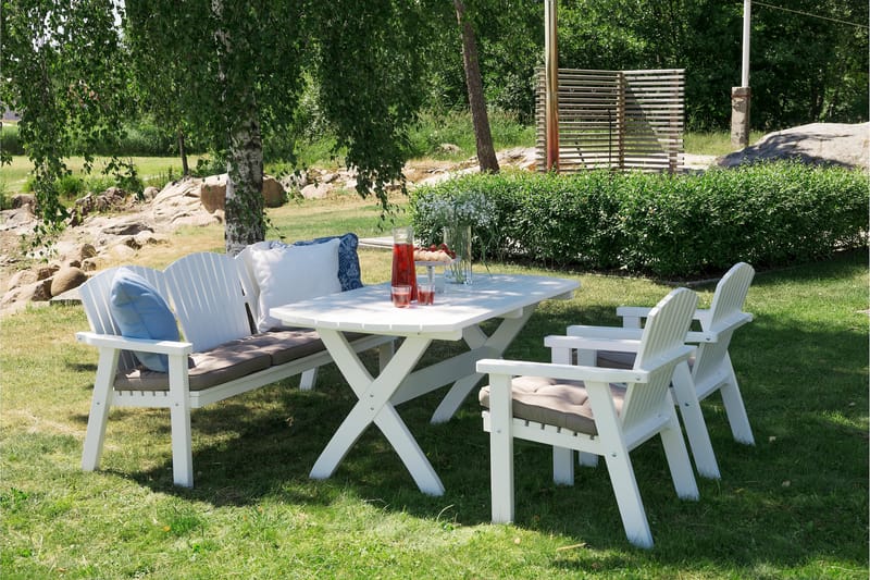 SOLVIK 3-SETER SOFA HVIT - Hvitlakkert furu - Hagemøbler - Utesofa - Hagebenk & hagesofa