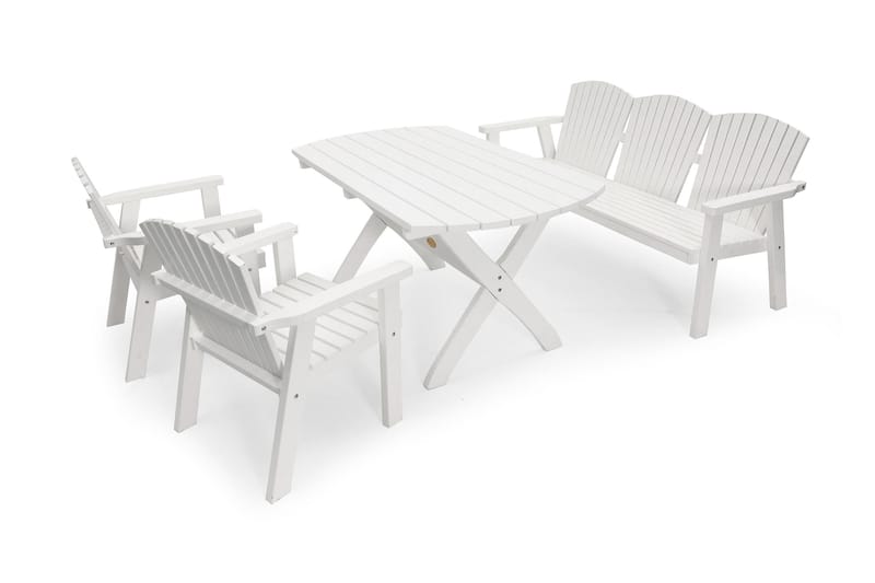 SOLVIK 3-SETER SOFA HVIT - Hvitlakkert furu - Hagemøbler - Utesofa - Hagebenk & hagesofa