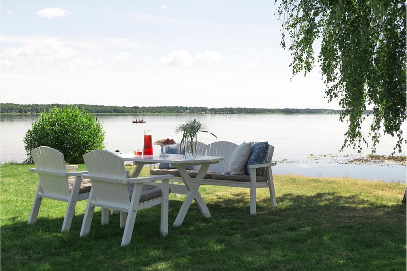 SOLVIK 3-SETER SOFA HVIT - Hvitlakkert furu - Hagemøbler - Utesofa - Hagebenk & hagesofa