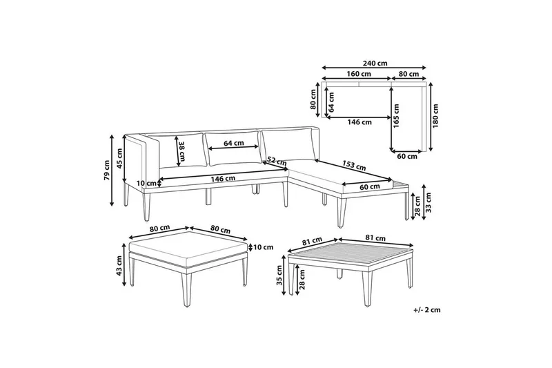 Hagesofagruppe med bord 3-seters Bracciano - Hagemøbler - Utesofa - Hagebenk & hagesofa