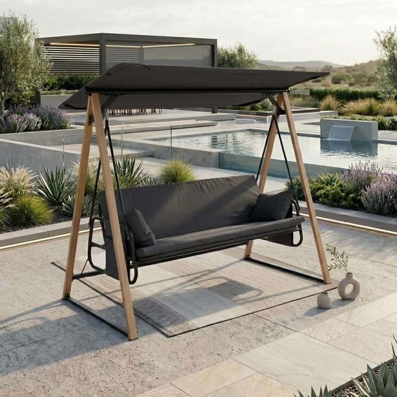 Hageswing HOME4YOU Helia 3-seters hall - Grå - Hagemøbler - Utesofa - Hengesofa