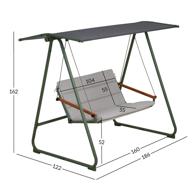 Hageswing HOME4YOU Massiom 2-seter grønn - Grønn - Hagemøbler - Utesofa - Hengesofa