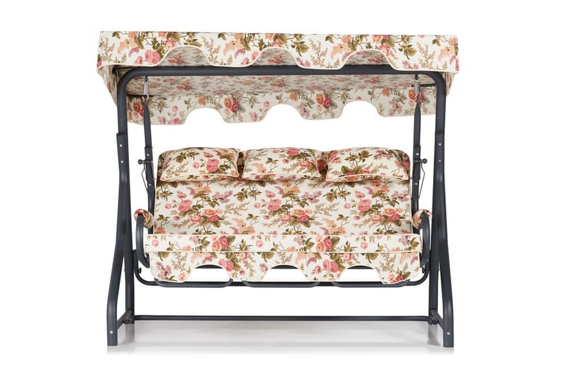 Icterina 3-seters Hammock med Tak - Blomstrete/Grå - Hagemøbler - Utesofa - Hammocker