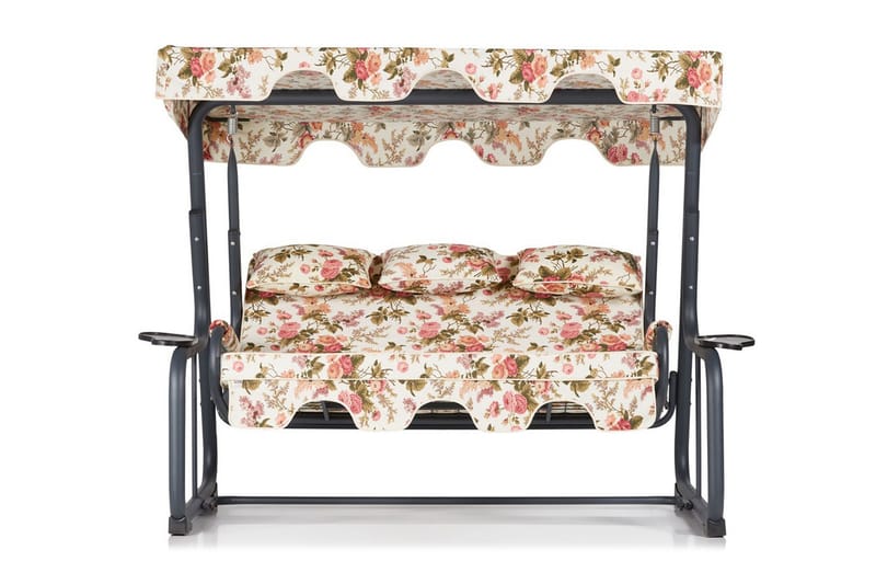 Jaudling 3-seters Hammock med Tak - Blomstrete/Grå - Hagemøbler - Utesofa - Hammocker