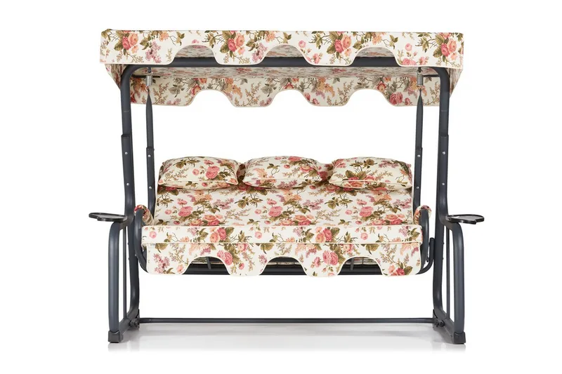 Jaudling 3-seters Hammock med Tak, Blomstrete/Grå