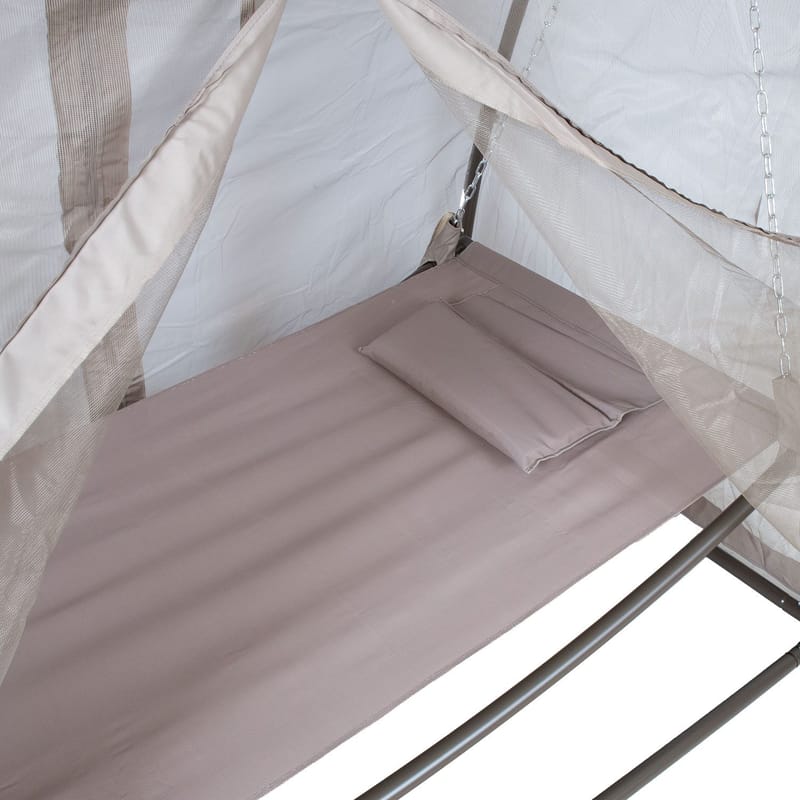 Hengekøye HOME4YOU Sunday med tak taupe - Taupe / beige - Hagemøbler - Utesofa - Hengekøye