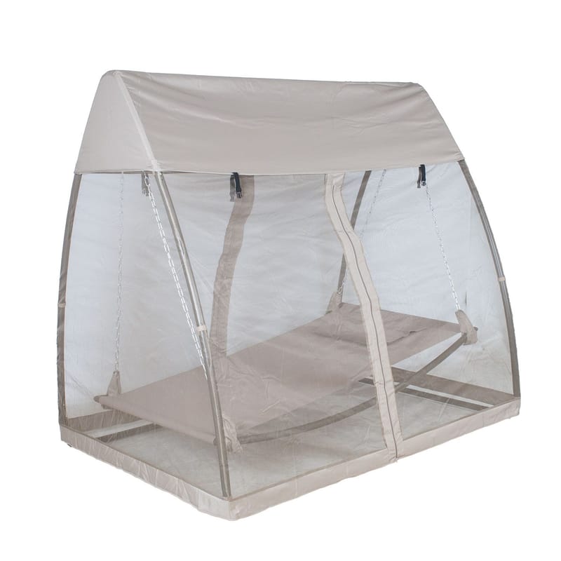 Hengekøye HOME4YOU Sunday med tak taupe - Taupe / beige - Hagemøbler - Utesofa - Hengekøye