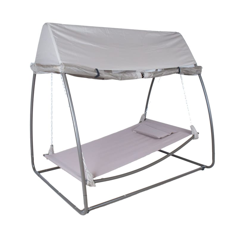 Hengekøye HOME4YOU Sunday med tak taupe - Taupe / beige - Hagemøbler - Utesofa - Hengekøye