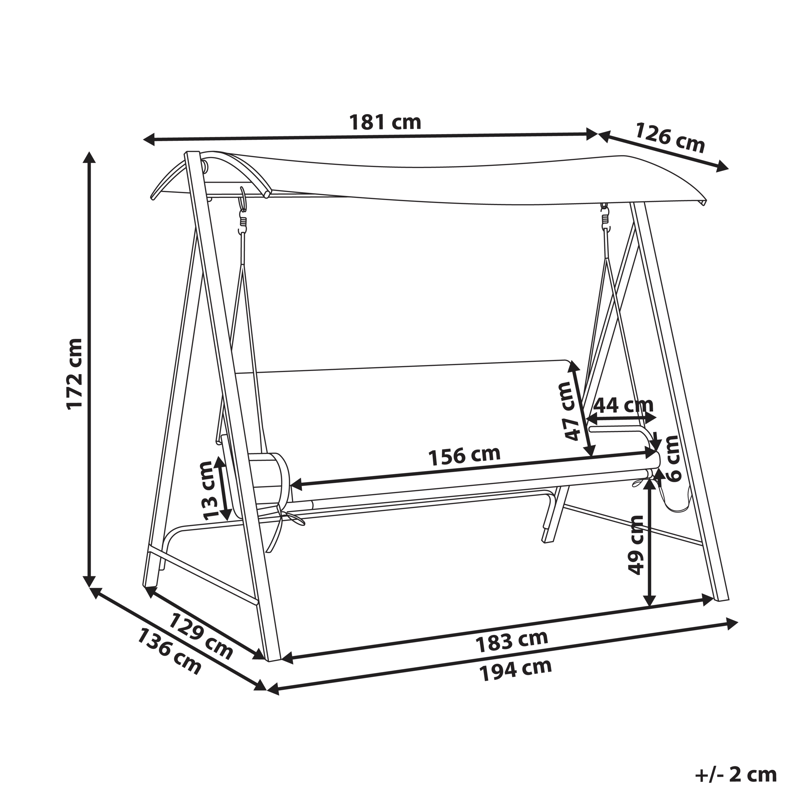 Hengekøye utendørs Bonagia Stål - Beige/Grå/Brun - Hagemøbler - Utesofa - Hammocker