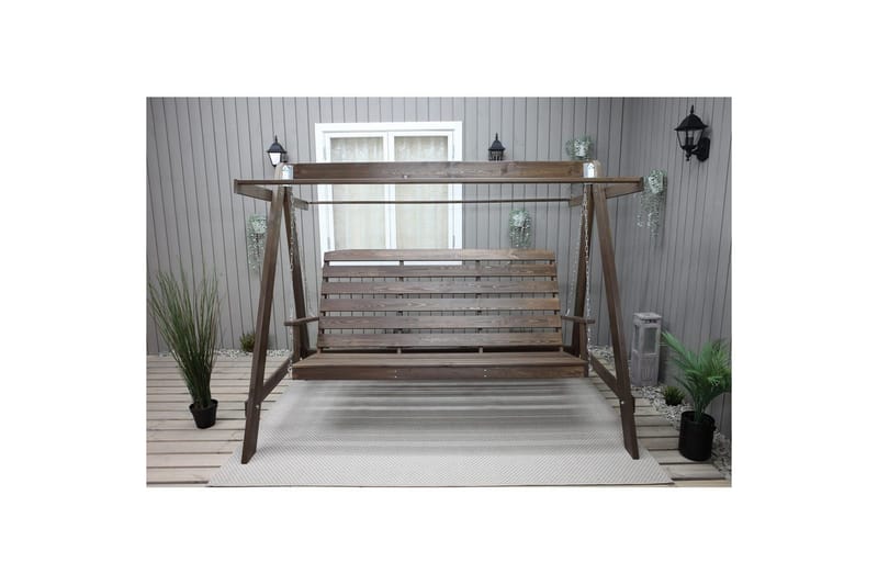 hengekøye Pelle med tak - Brun og beige - Hagemøbler - Utesofa - Hengesofa