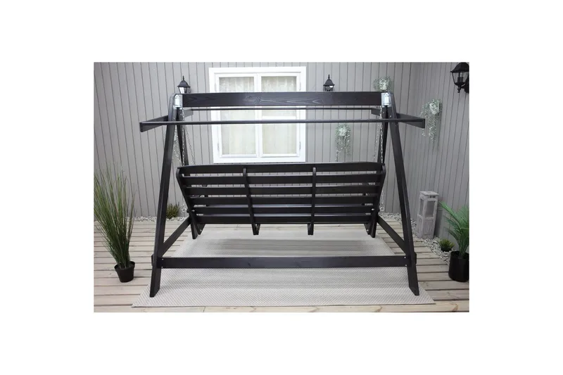 hengekøye Pelle med tak - Kaffe svart og svart - Hagemøbler - Utesofa - Hengesofa