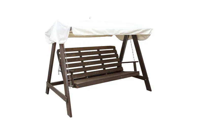 hengekøye Pelle med tak, Brun og beige