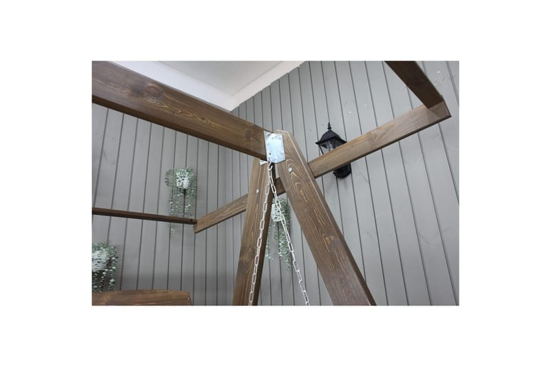 hengekøye Pelle med tak - Brun og beige - Hagemøbler - Utesofa - Hengesofa