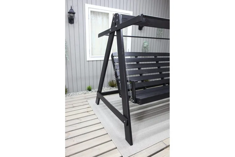 hengekøye Pelle med tak - Kaffe svart og svart - Hagemøbler - Utesofa - Hengesofa