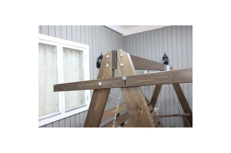 hengekøye Pelle med tak - Brun og beige - Hagemøbler - Utesofa - Hengesofa