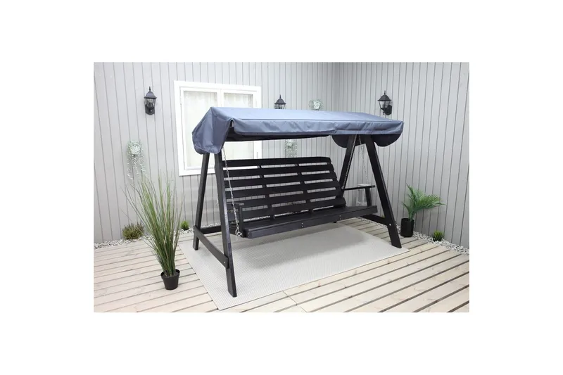 hengekøye Pelle med tak - Kaffe svart og svart - Hagemøbler - Utesofa - Hengesofa