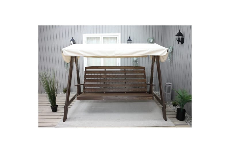 hengekøye Pelle med tak - Brun og beige - Hagemøbler - Utesofa - Hengesofa