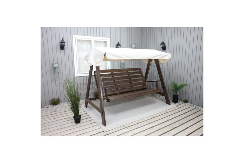 hengekøye Pelle med tak - Brun og beige - Hagemøbler - Utesofa - Hengesofa