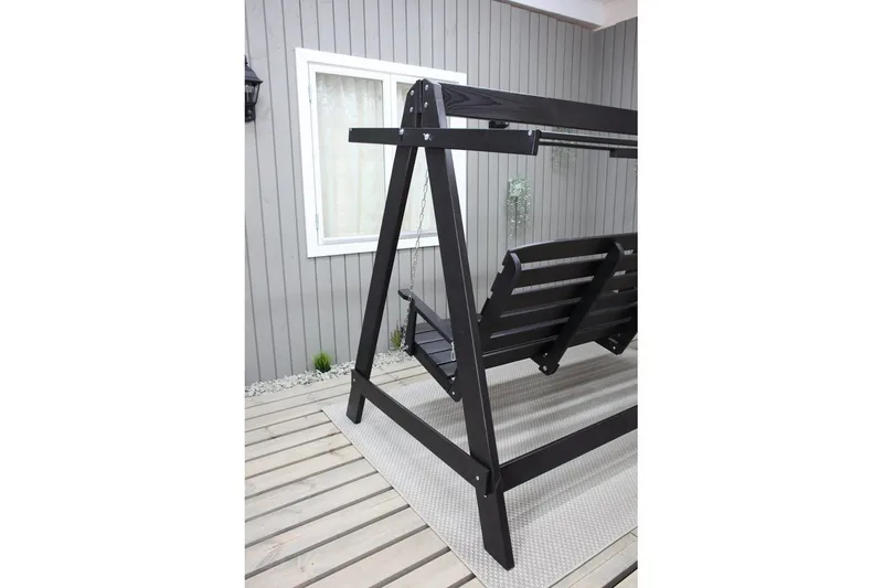 hengekøye Pelle med tak - Kaffe svart og svart - Hagemøbler - Utesofa - Hengesofa