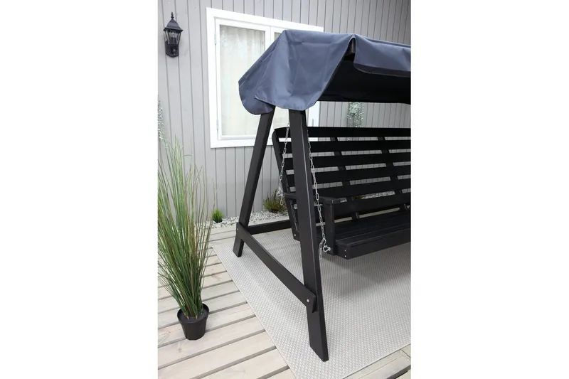 hengekøye Pelle med tak - Kaffe svart og svart - Hagemøbler - Utesofa - Hengesofa