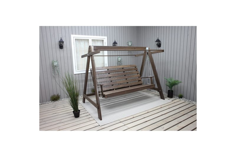 hengekøye Pelle med tak - Brun og beige - Hagemøbler - Utesofa - Hengesofa
