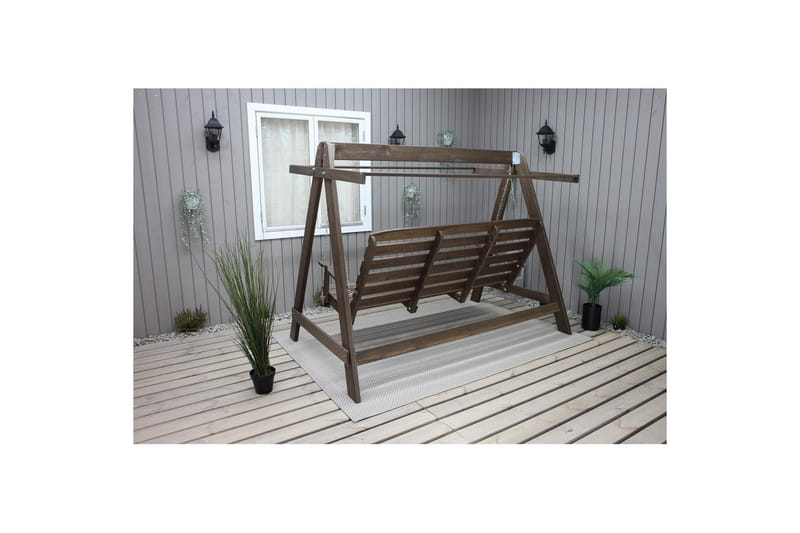 hengekøye Pelle med tak - Brun og beige - Hagemøbler - Utesofa - Hengesofa