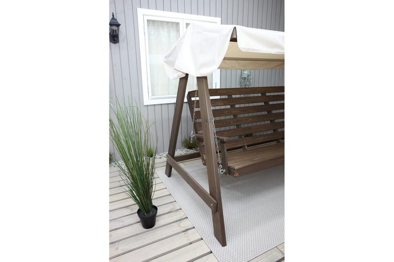 hengekøye Pelle med tak - Brun og beige - Hagemøbler - Utesofa - Hengesofa