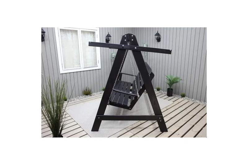 hengekøye Pelle med tak - Kaffe svart og svart - Hagemøbler - Utesofa - Hengesofa