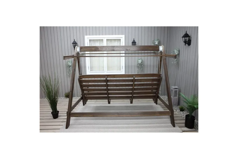 hengekøye Pelle med tak - Brun og beige - Hagemøbler - Utesofa - Hengesofa