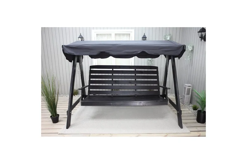 hengekøye Pelle med tak - Kaffe svart og svart - Hagemøbler - Utesofa - Hengesofa