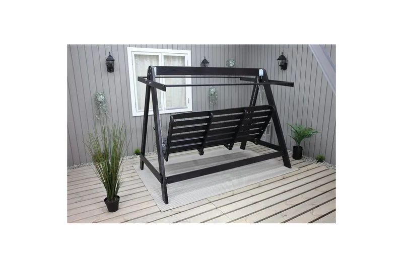 hengekøye Pelle med tak - Kaffe svart og svart - Hagemøbler - Utesofa - Hengesofa