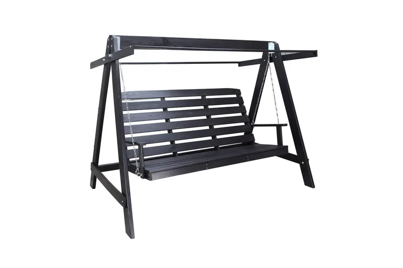 hengekøye Pelle med tak - Kaffe svart og svart - Hagemøbler - Utesofa - Hengesofa