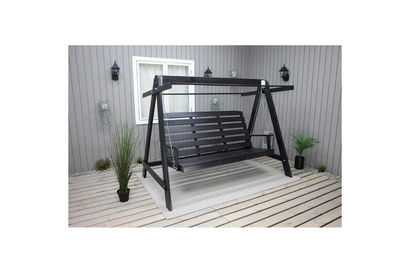 hengekøye Pelle med tak - Kaffe svart og svart - Hagemøbler - Utesofa - Hengesofa