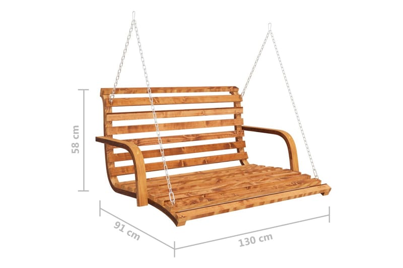 Hengebenk heltre gran med teakfinish - Brun - Hagemøbler - Utesofa - Hengesofa