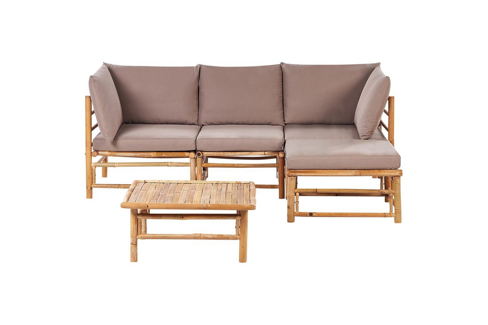 Hörnsoffa Beliani Cerreto Beige/ljust trä, 4-Sits Beige\|\|Light wood -