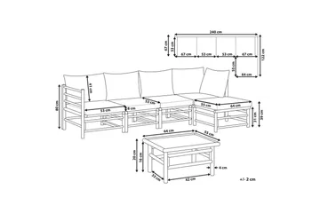 Hörnsoffa Beliani Cerreto Beige/ljust trä, 5-Sits White||Light wood - Hagemøbler - Loungemøbler - Sofagruppe utendørs