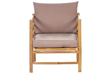 Hörnsoffa Beliani Cerreto Beige/ljust trä, 6-Sits Beige||Light wood - Hagemøbler - Loungemøbler - Sofagruppe utendørs