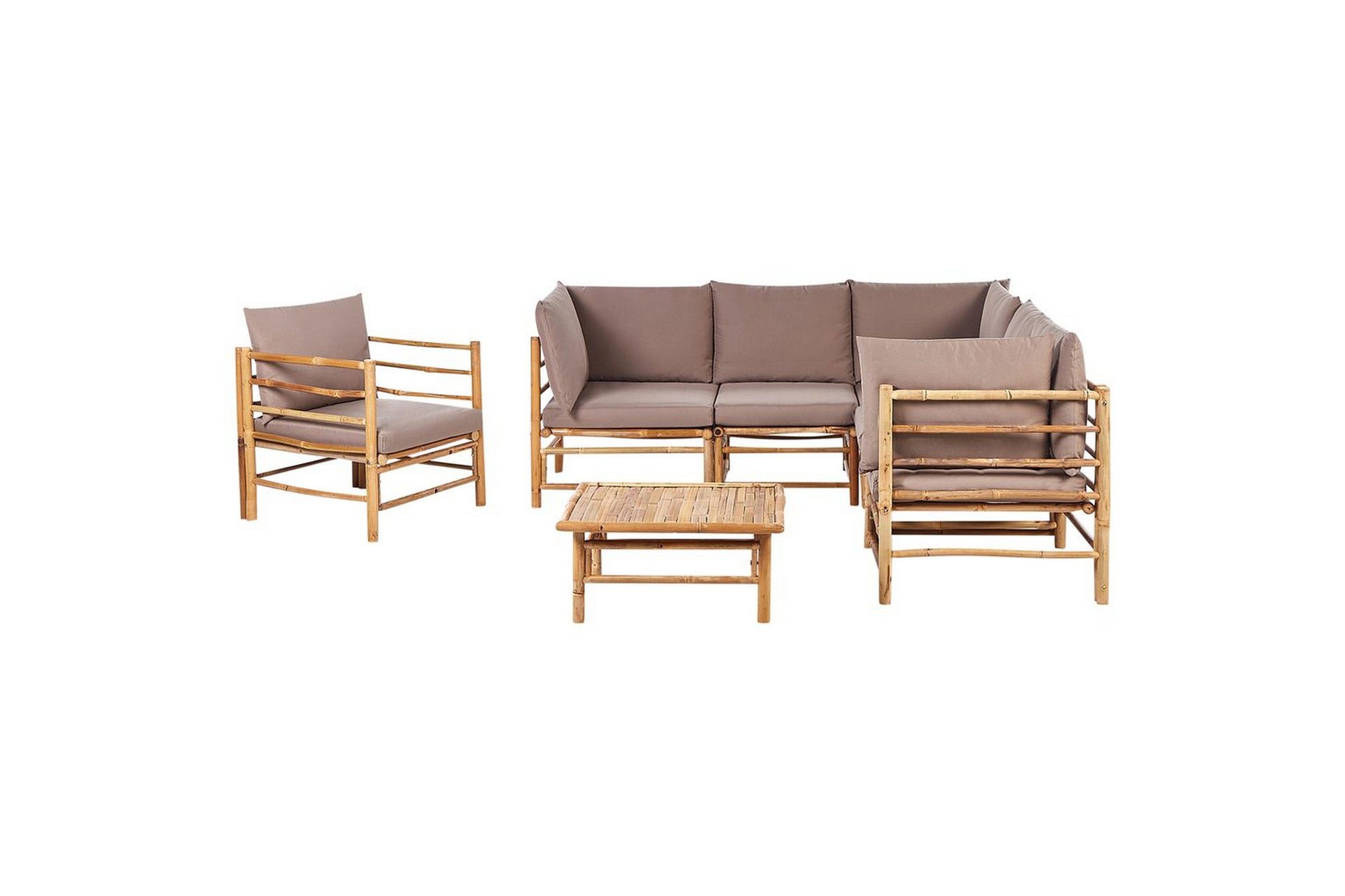 Hörnsoffa Beliani Cerreto Beige/ljust trä, 6-Sits Beige\|\|Light wood -