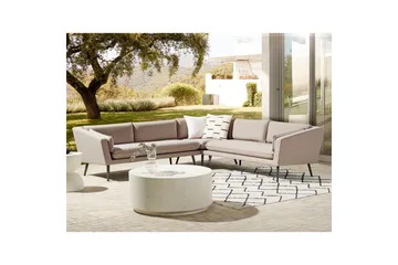 Hörnsoffa Beliani Loretello Beige/grå Beige||Grey - Hagemøbler - Utesofa - Hagebenk & hagesofa