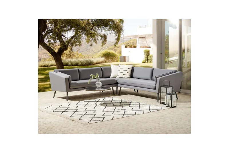 Hörnsoffa Beliani Loretello Beige/grå Grey - Hagemøbler - Utesofa - Hagebenk & hagesofa