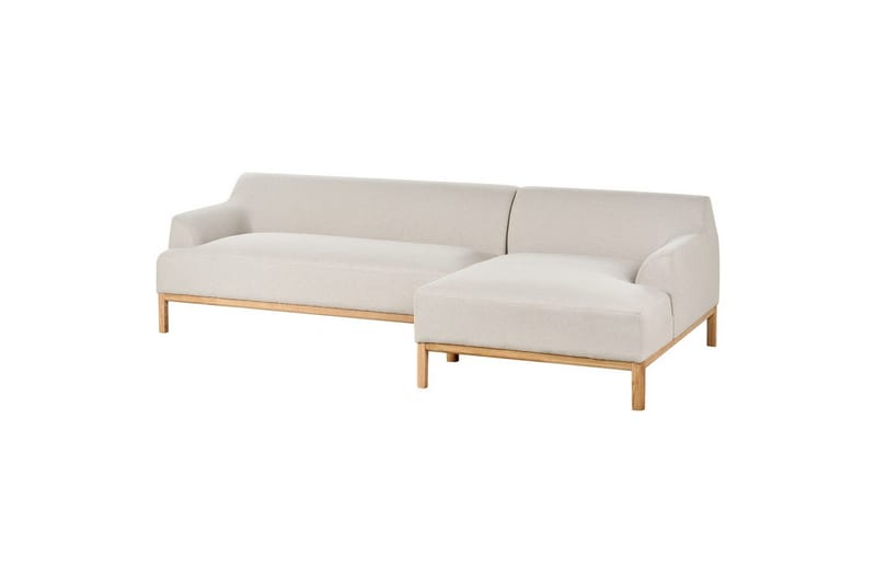Hörnsoffa Beliani Sosjo Beige, ljust trä, Högervänd Beige||Light colored wood Right-faced - Møbler - Sofaer - Hjørnesofa - Hjørnesofa med divan