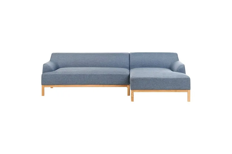 Hörnsoffa Beliani Sosjo Beige, ljust trä, Högervänd blue||Light colored wood Right-faced - Møbler - Sofaer - Hjørnesofa - Hjørnesofa med divan
