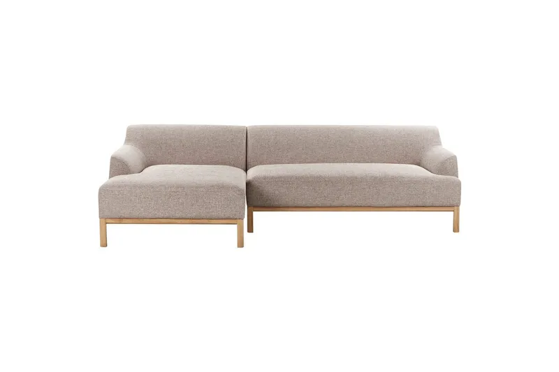 Hörnsoffa Beliani Sosjo Beige, ljust trä, Högervänd Brown||Light colored wood Left-faced - Møbler - Sofaer - Hjørnesofa - Hjørnesofa med divan