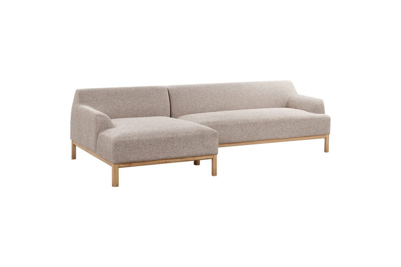 Hörnsoffa Beliani Sosjo Beige, ljust trä, Högervänd Brown||Light colored wood Left-faced - Møbler - Sofaer - Hjørnesofa - Hjørnesofa med divan