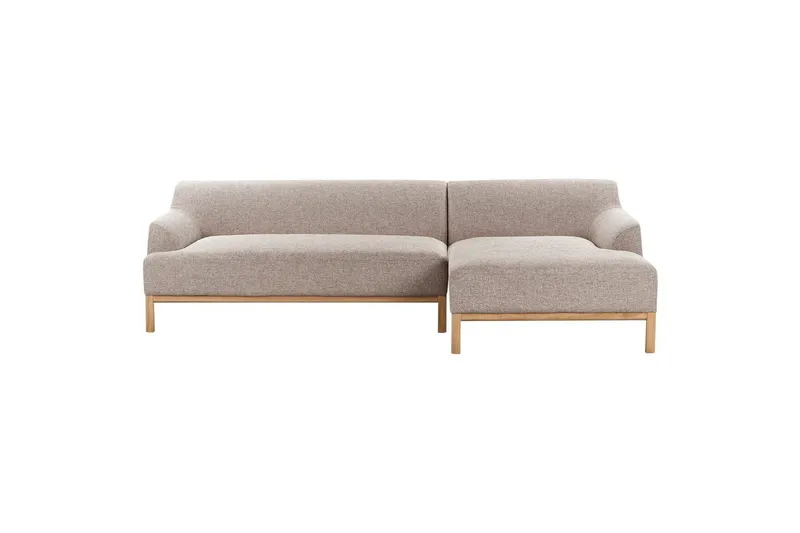 Hörnsoffa Beliani Sosjo Beige, ljust trä, Högervänd Brown||Light colored wood Right-faced - Møbler - Sofaer - Hjørnesofa - Hjørnesofa med divan